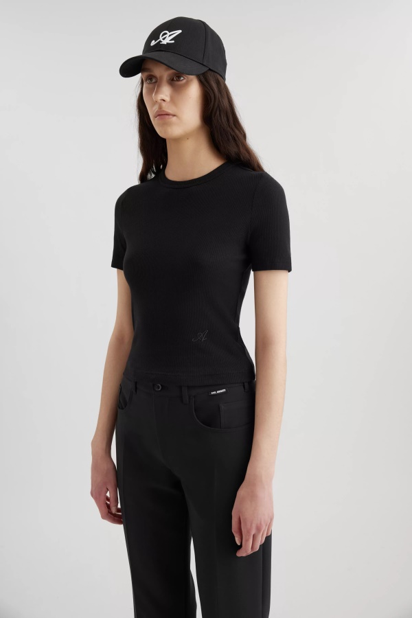 Axel Arigato Siyah Imza Ince Ribanalı Tişört