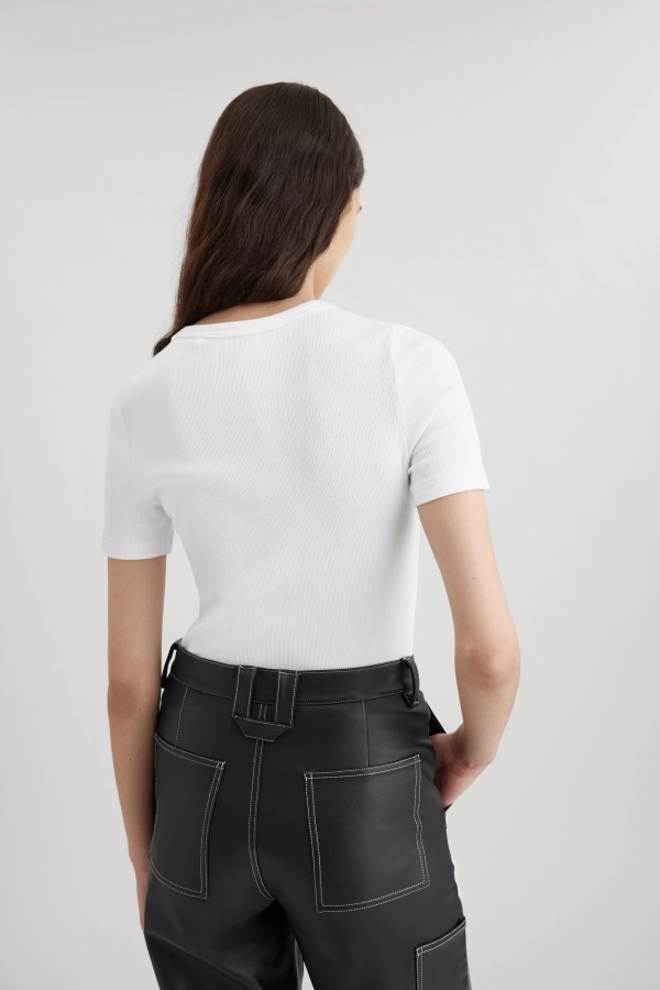 Axel Arigato Imzalı Ince Ribanalı T-shirt Beyaz