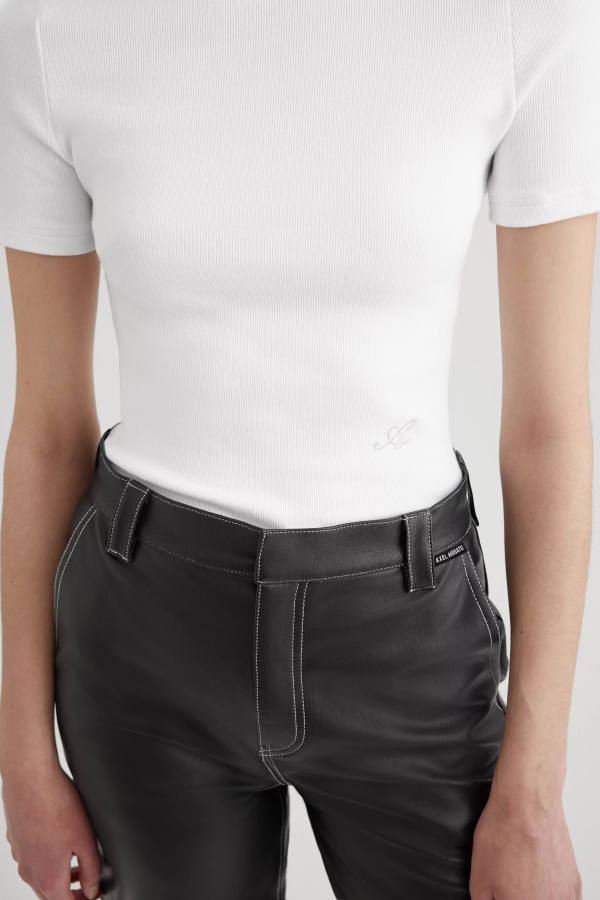 Axel Arigato Imzalı Ince Ribanalı T-shirt Beyaz