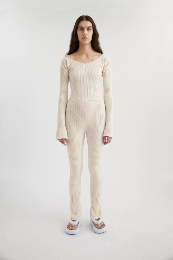 Imzalı Parlama Pantolon Ekru Axel Arigato